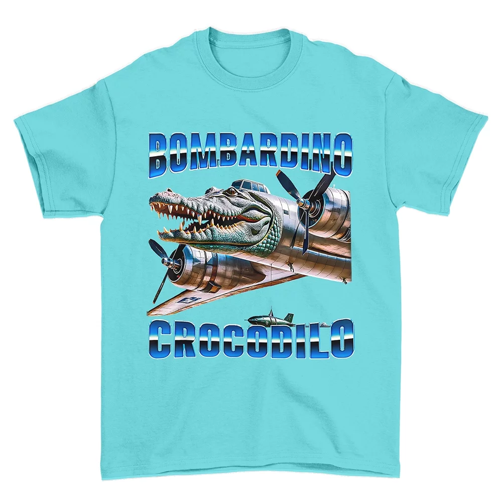 Koszulka Italian Brainrot Bombardino Crocodilo Turkusowy XL