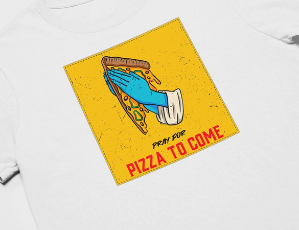 Koszulka z naszywką Pray for pizza