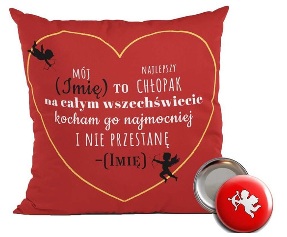 Poduszka na Walentynki + Magnes i Imię GRATIS!