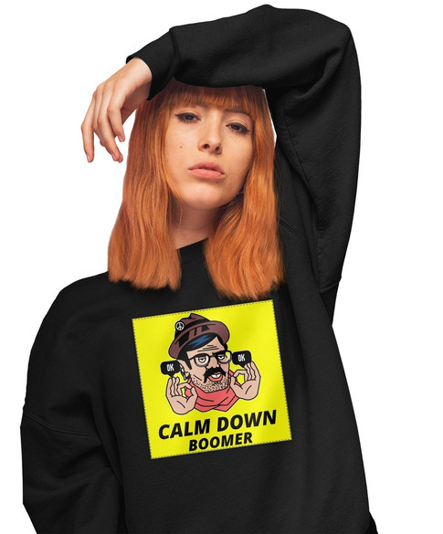 Bluza z naszywką Calm down boomer
