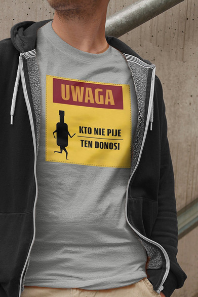 Koszulka z naszywką PRL- kto nie pije...