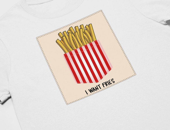 Koszulka z naszywką I want fries