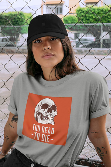 Koszulka z naszywką Skull : Too dead to die