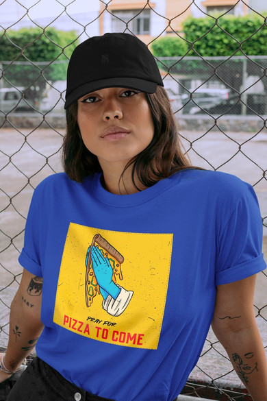 Koszulka z naszywką Pray for pizza