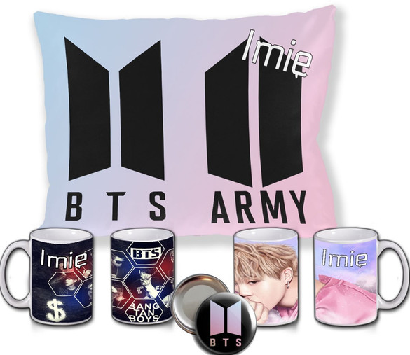 BTS Poduszka + Kubek + Imię Gratis ZESTAW PREZENT