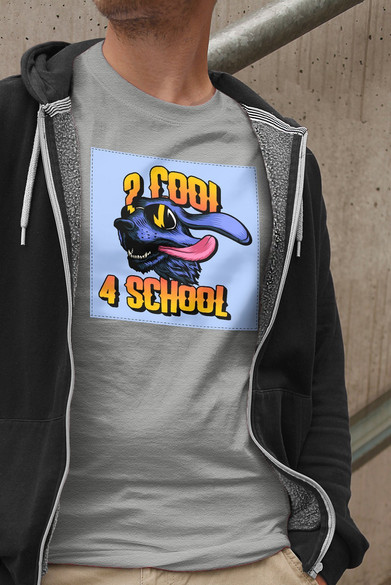 Koszulka z naszywką 2 cool 4 school