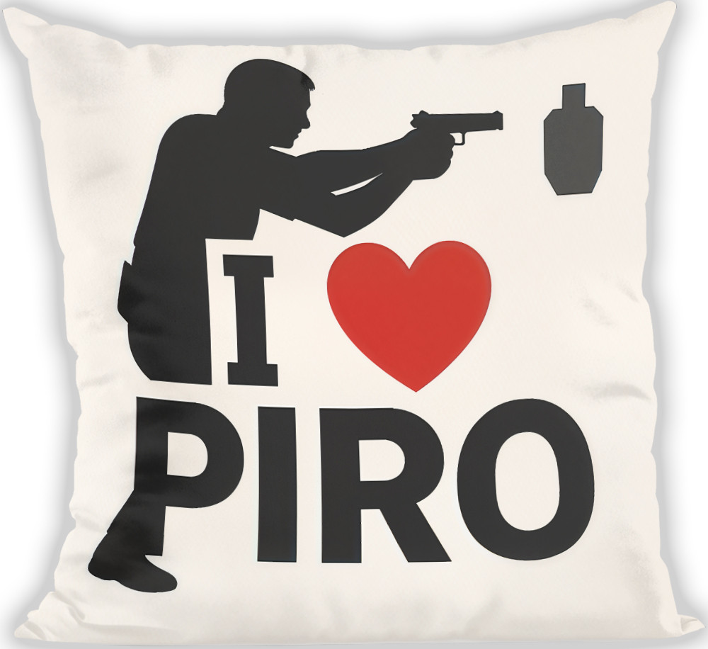 Poduszka dla strzelca I LOVE PIRO 40x40cm