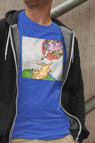 Koszulka z naszywką CAT PARODY: Stworzenie Adama