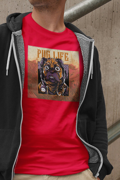 Koszulka z naszywką  PUG LIFE