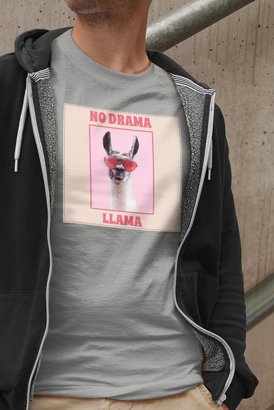 Koszulka z naszywką No drama llama