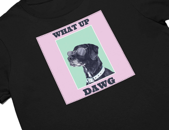 Koszulka z naszywką What up dawg