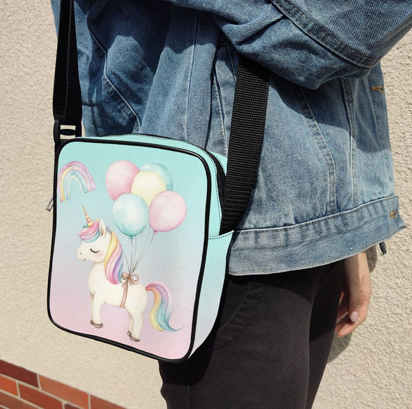 Listonoszka Jednorożec z balonami – pastelowa, z imieniem, prezent dla dziewczynki