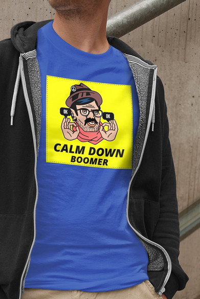 Koszulka z naszywką Calm down boomer