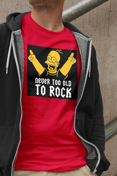 Koszulka z naszywką Never too old to rock