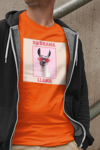 Koszulka z naszywką No drama llama