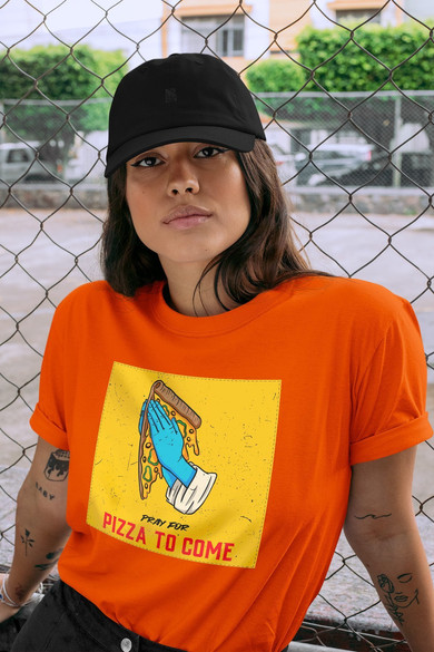 Koszulka z naszywką Pray for pizza