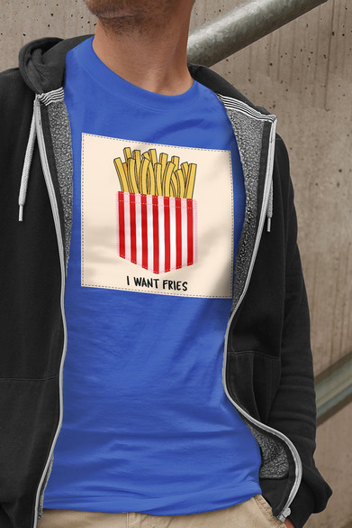 Koszulka z naszywką I want fries