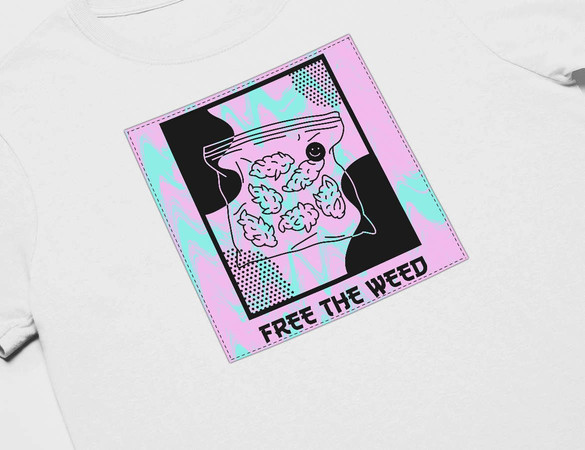 Koszulka z naszywką  Free the weed