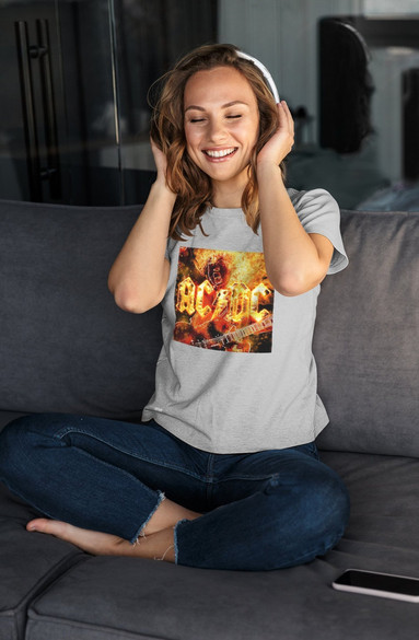 Bluzka damska z naszywką AC/DC On Fire