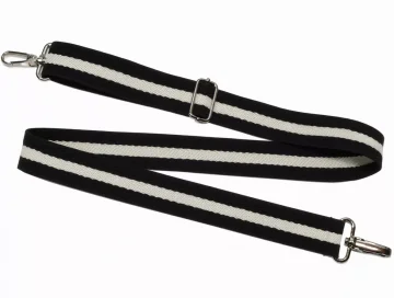 Pasek do torby czarny z beżowym pasem, tłoczony 38 mm