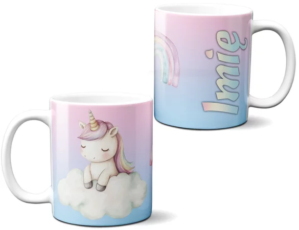 Kubek Jednorożec na chmurce – personalizowana, pastelowa