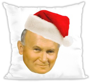 Poduszka Jan Paweł 2 z czapką Mikołaja JP2