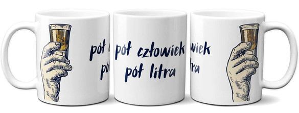 Kubek Pół człowiek pół litra na Prezent +imię