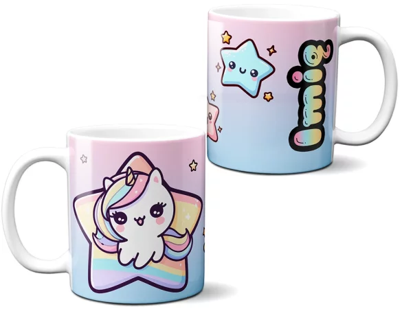 Kubek Jednorożec Kawaii w gwiazdce – personalizowana, prezent dla dziecka
