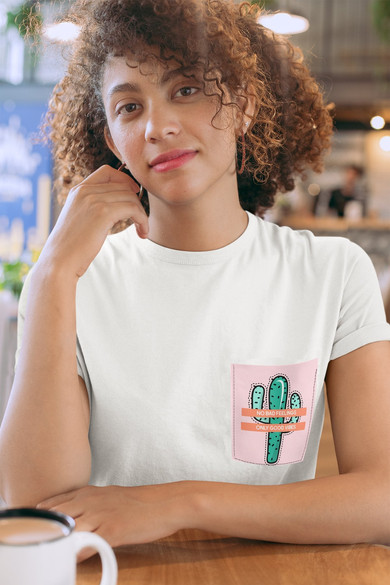 Koszulka z kieszonką KAKTUS GOOD VIBES