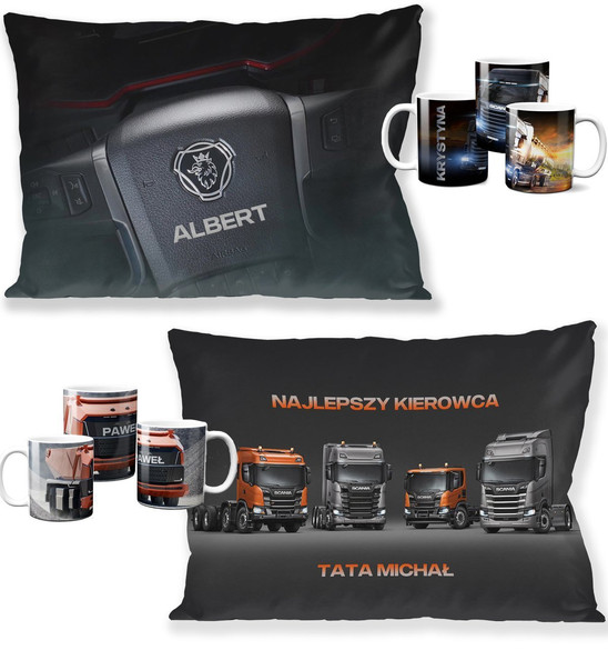  Zestaw SCANIA poduszka+kubek WZORY+GRATIS!