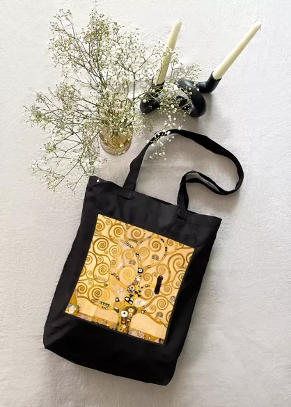 Torba z naszywką Drzewo życia Gustav Klimt czarna
