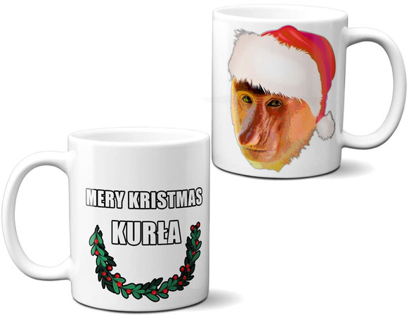 Kubek NOSACZ MERY KRISTMAS KURŁA na Prezent +imię