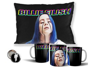 BILLIE EILISH Zestaw poduszka kubek WZORY+GRATIS