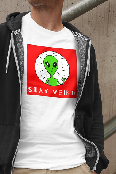 Koszulka z naszywką Stay weird