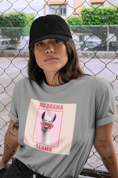 Koszulka z naszywką No drama llama