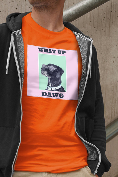 Koszulka z naszywką What up dawg