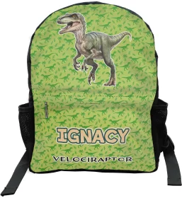 Plecak szkolny Dinozaury Velociraptor + imię dziecka