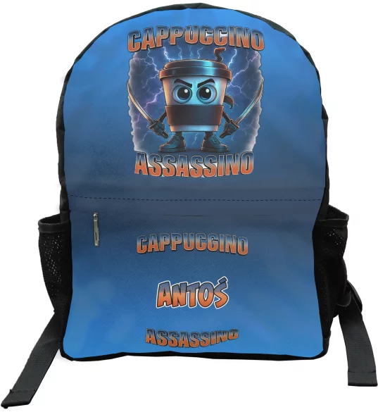 Plecak szkolny Italian Brainrot Cappuccino Assassino z piorunami