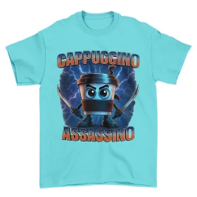 Koszulka Italian Brainrot Cappuccino Assassino z piorunami