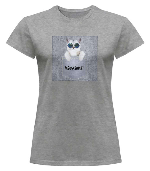 Bluzka damska z naszywką Meowsomepocket