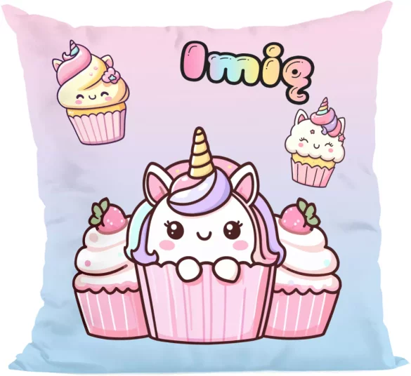 Poduszka Jednorożec Kawaii muffinka – słodki styl, dla dziewczynki 40x40cm