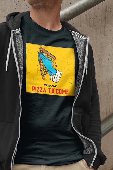 Koszulka z naszywką Pray for pizza