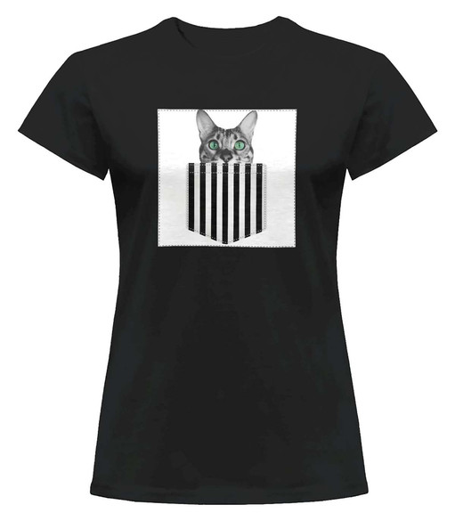 Bluzka damska z naszywką Cat pocket