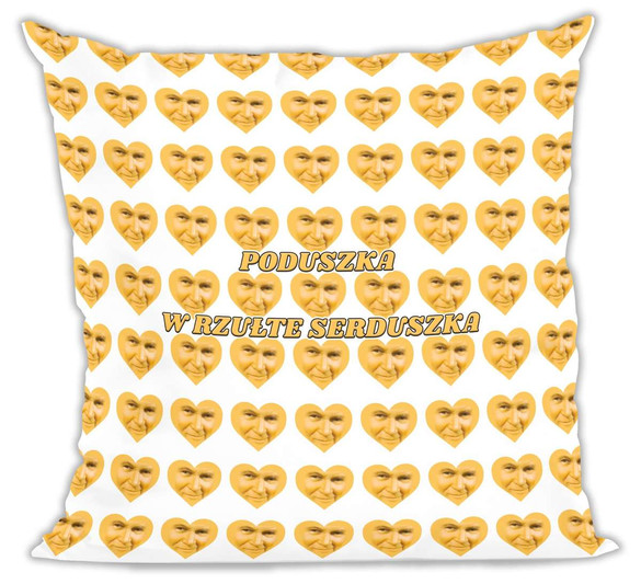 Poduszka w rzułte serduszka Jan Paweł 2 JP2