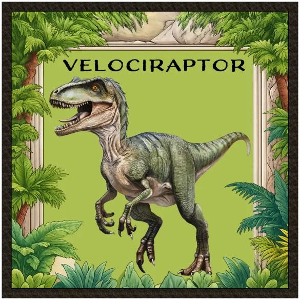 Naszywka Dinozaury Velociraptor + imię dziecka