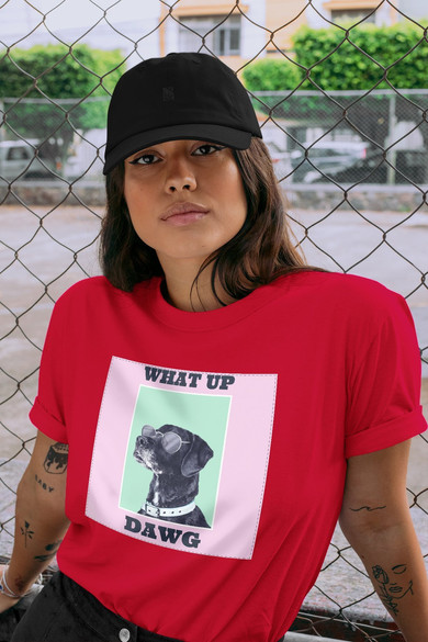 Koszulka z naszywką What up dawg