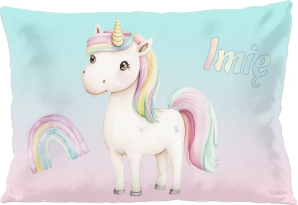 Poduszka Jednorożec pastelowy – personalizowana 60x40cm
