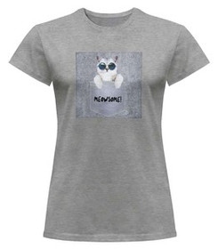Bluzka damska z naszywką Meowsomepocket