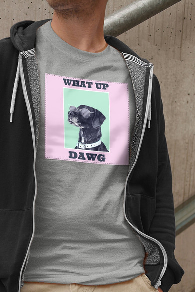 Koszulka z naszywką What up dawg