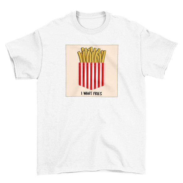 Koszulka z naszywką I want fries
